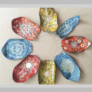 Bộ đĩa lá sơn mài khảm trai