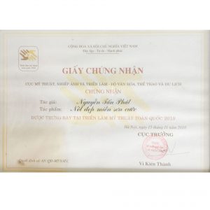 Chứng nhận tác phẩm được trưng bày tại Triển Lãm Mỹ Thuật Toàn Quốc 2010 - Nguyễn Tấn Phát